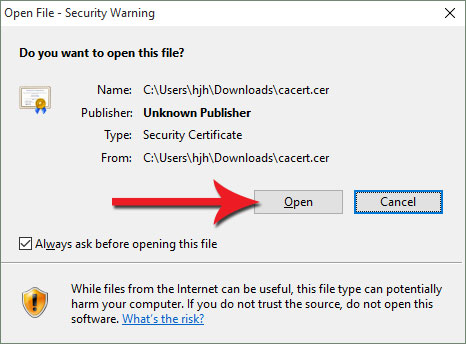 Open File - Security warning