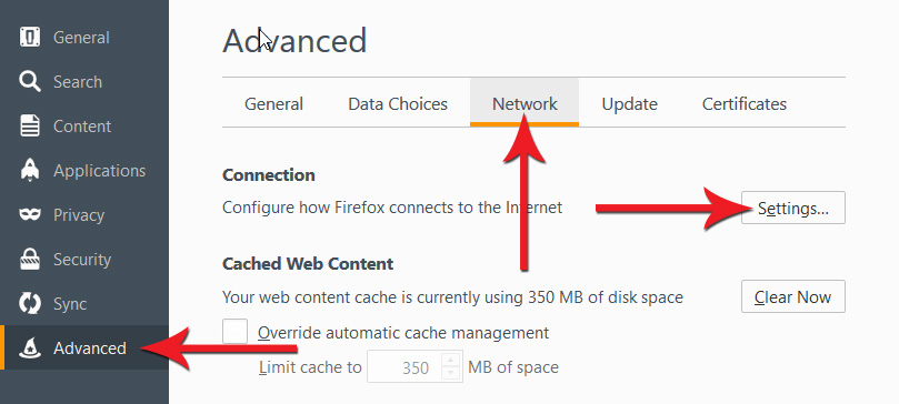 Firefox advaced settings