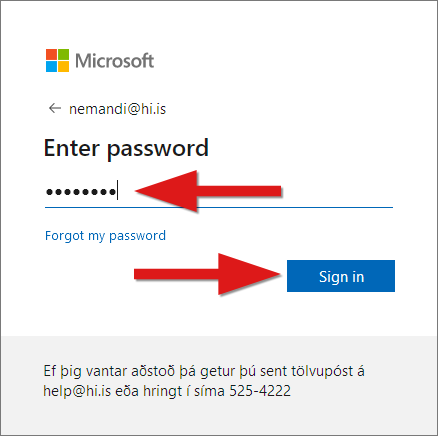 Type in your password and click Sign in