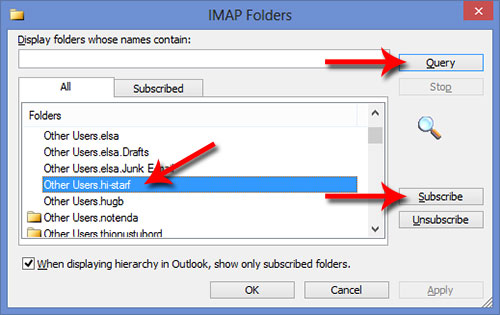 IMAP Folders - Subscribe