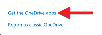 Smelltu á „Get the OneDrive apps“