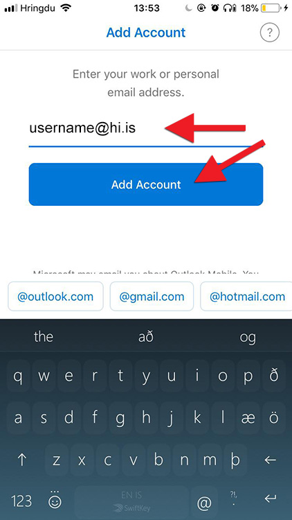 Enter your UI email address and select "Add Account":