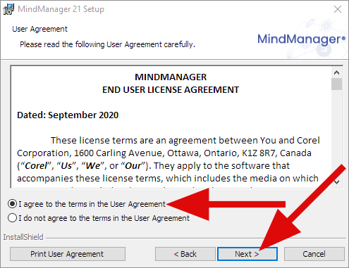 Agree to the User Agreement and click Next 