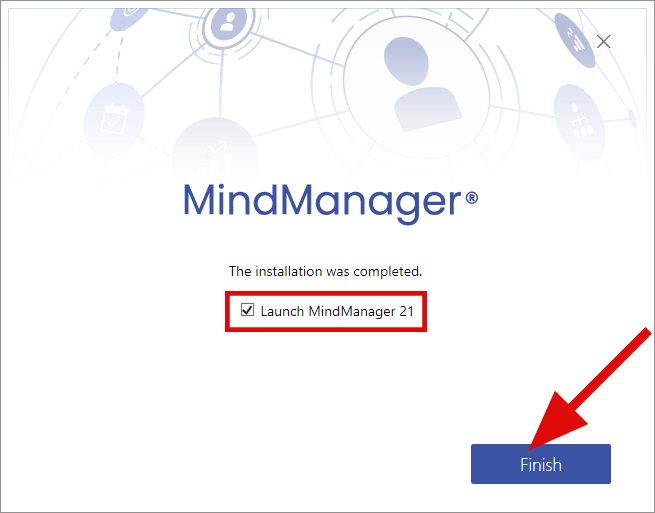 Check Launch MindManager 21 and click Finish