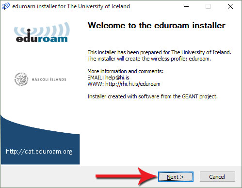 Welkome to the eduroam installer
