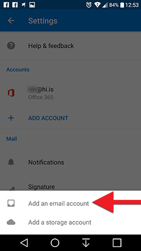 Select "Add an email account"