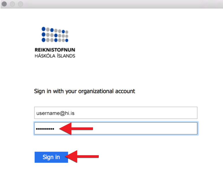 Enter your password and click "Sign in":