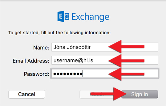 Fill in your full name, UI email address, and password and click "Sign In"